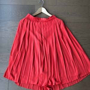 JCrew pleated midi skirt in pink/fushia